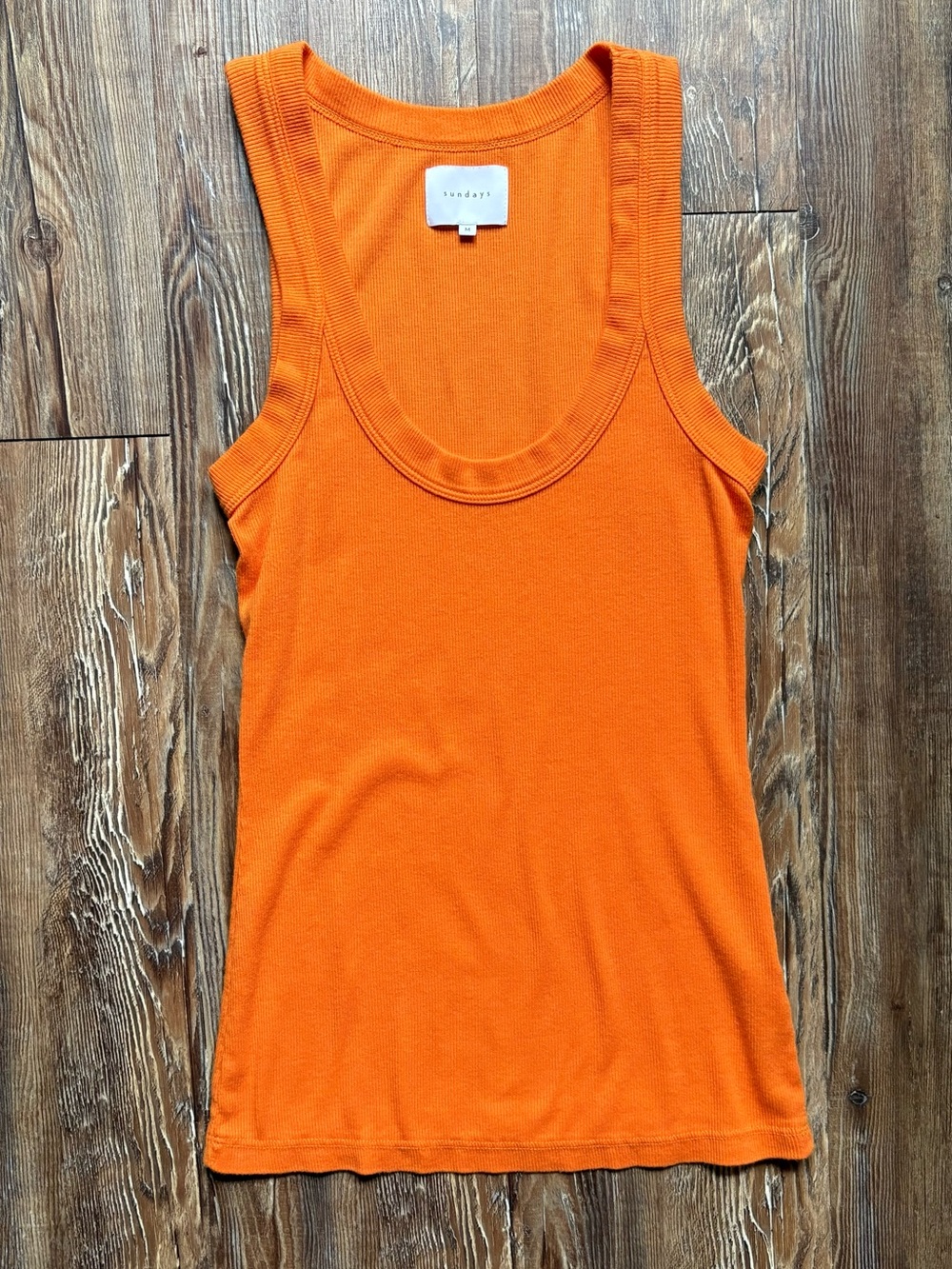 Sundays Orange Ribbed Tank Top